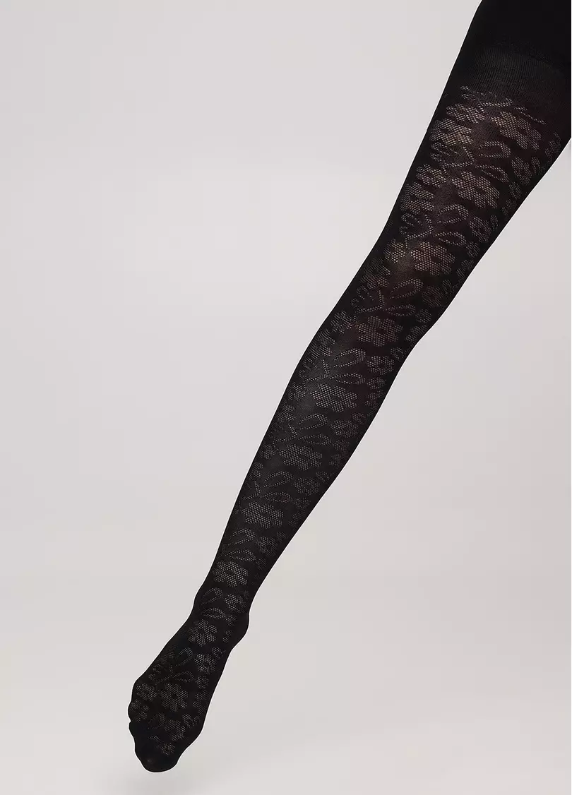 Дитячі колготки з квітковим візерунком DEBBIE 60 nero (чорний)