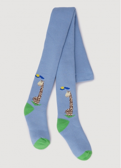 Махрові колготки для малюків з малюнком жирафа DTe-001 baby blue (блакитний)