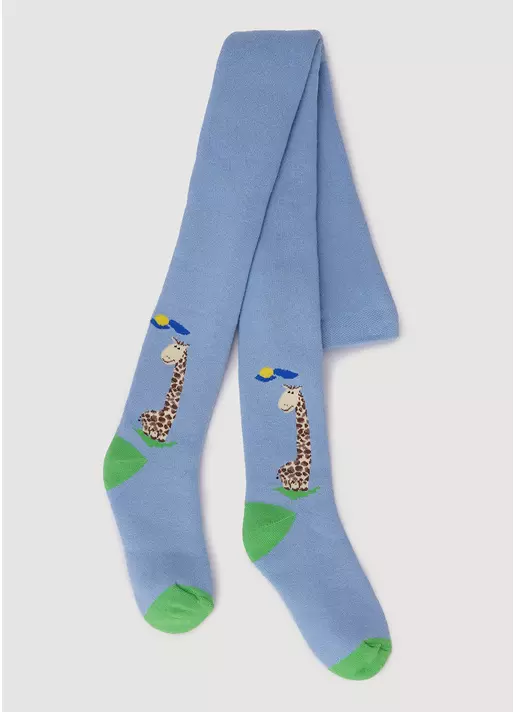 Махрові колготки для малюків з малюнком жирафа DTe-001 baby blue (блакитний)