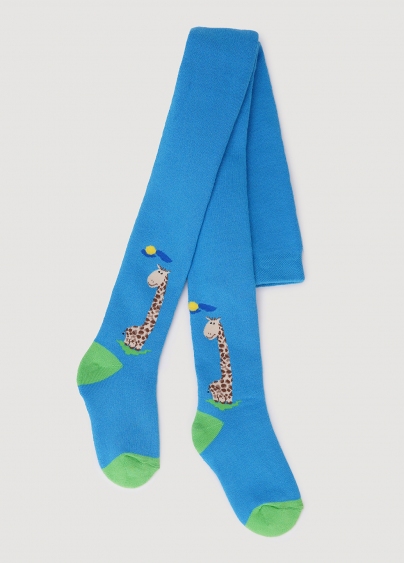 Махровые колготки для малышей с рисунком жирафа DTe-001 blue (голубой)