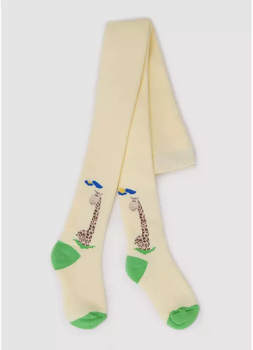 Махрові колготки для малюків з малюнком жирафа DTe-001 light yellow (жовтий)