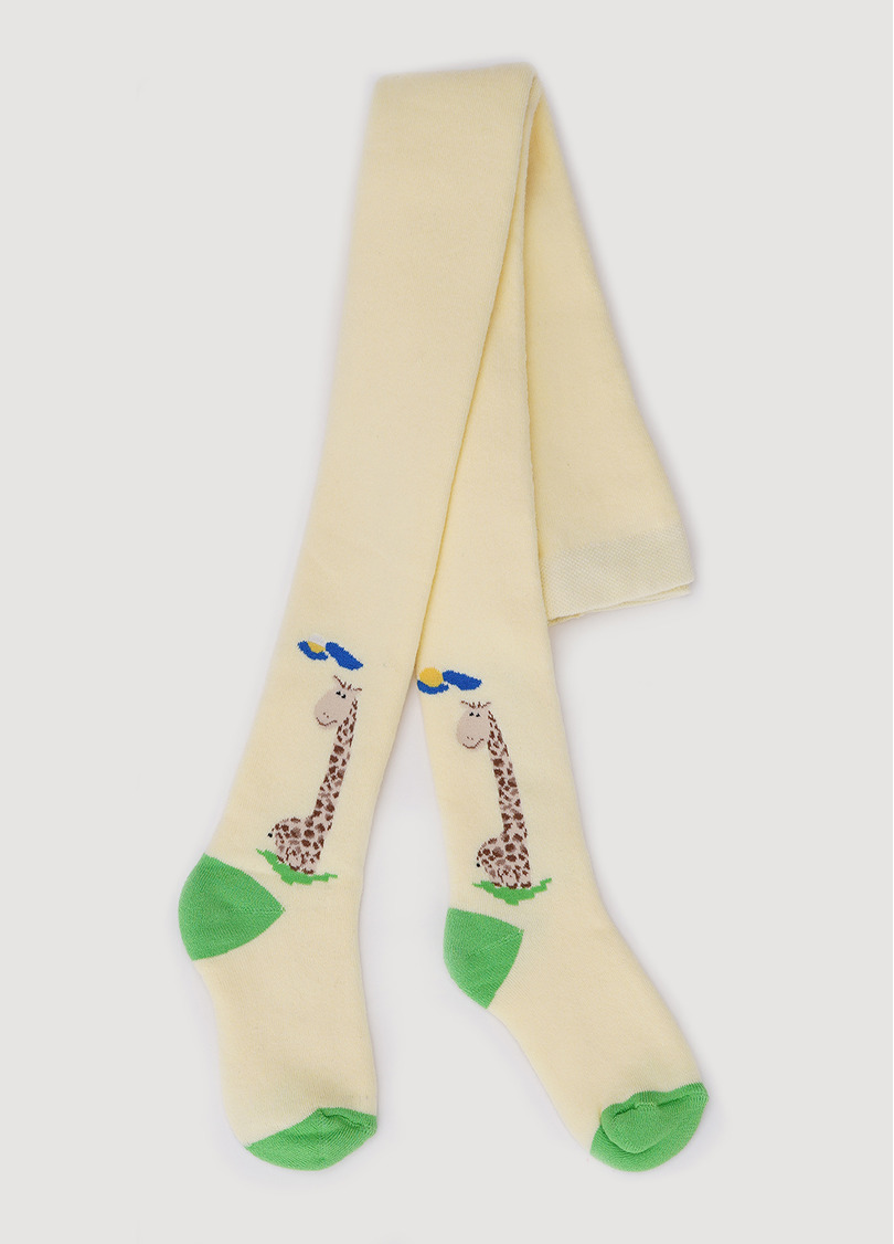 Махрові колготки для малюків з малюнком жирафа DTe-001 light yellow (жовтий)