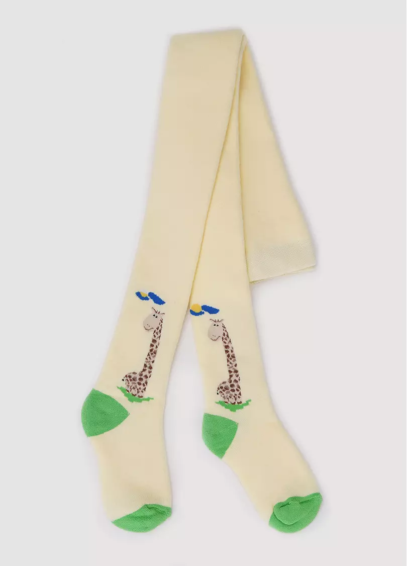 Махрові колготки для малюків з малюнком жирафа DTe-001 light yellow (жовтий)