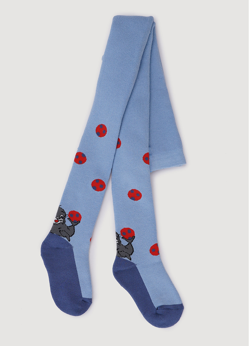 Дитячі колготки махрові з малюнком DTe-003 baby blue (блакитний)