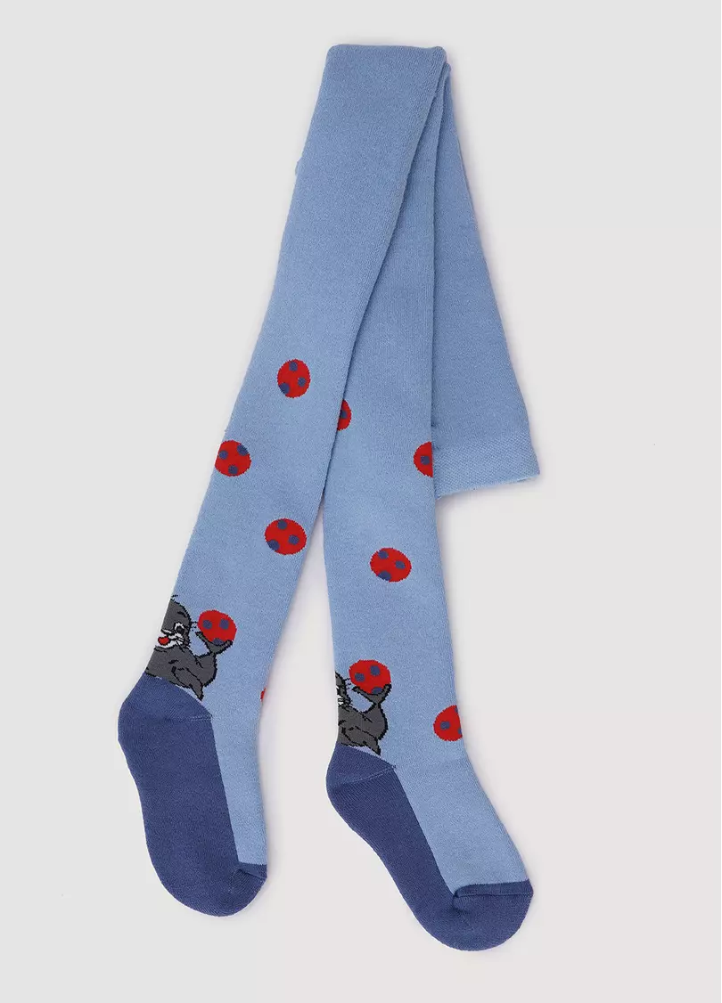 Детские колготки махровые с рисунком DTe-003 baby blue (голубой)