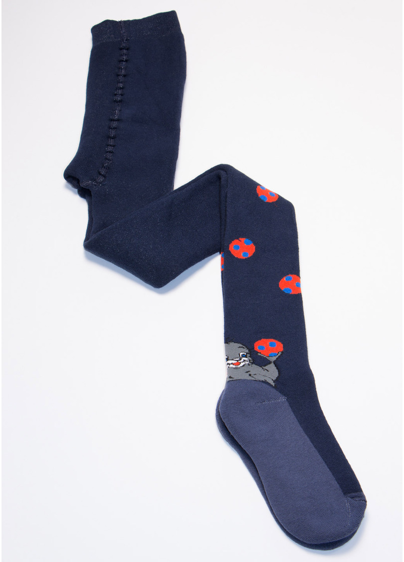 Дитячі колготки махрові з малюнком DTe-003 navy (синій)