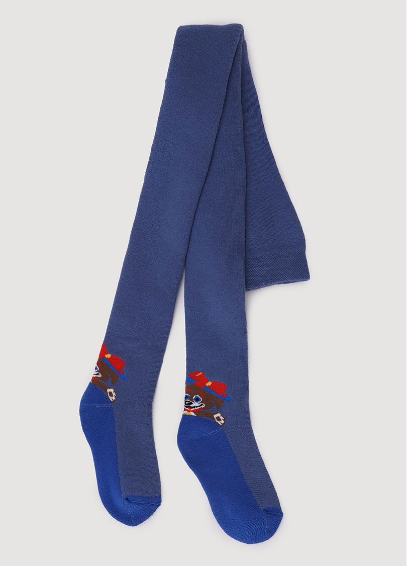 Дитячі колготки махрові з малюнком собачок DTe-004 moonlight blue (синій)