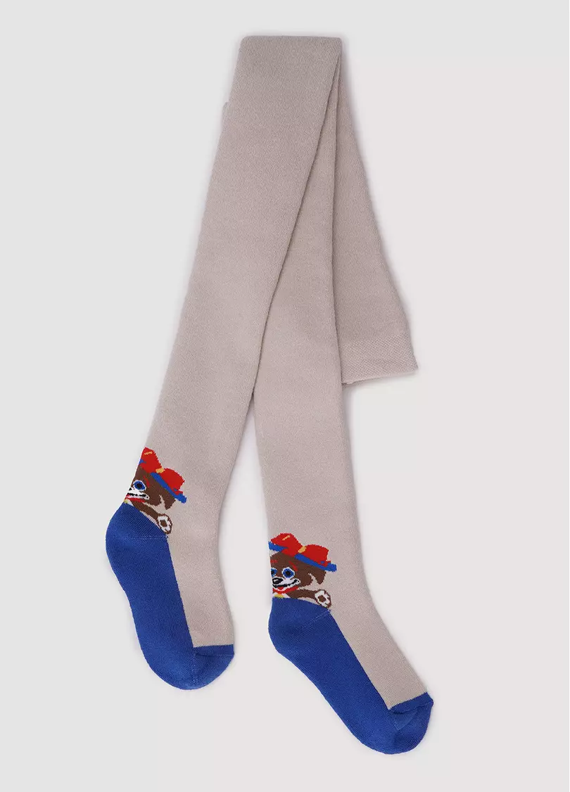 Дитячі колготки махрові з малюнком собачок DTe-004 panna (білий)