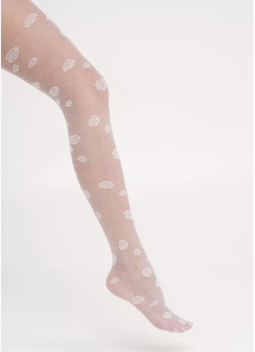 Детские колготки прозрачные в розы ELIZA 20 (7) bianco (белый)