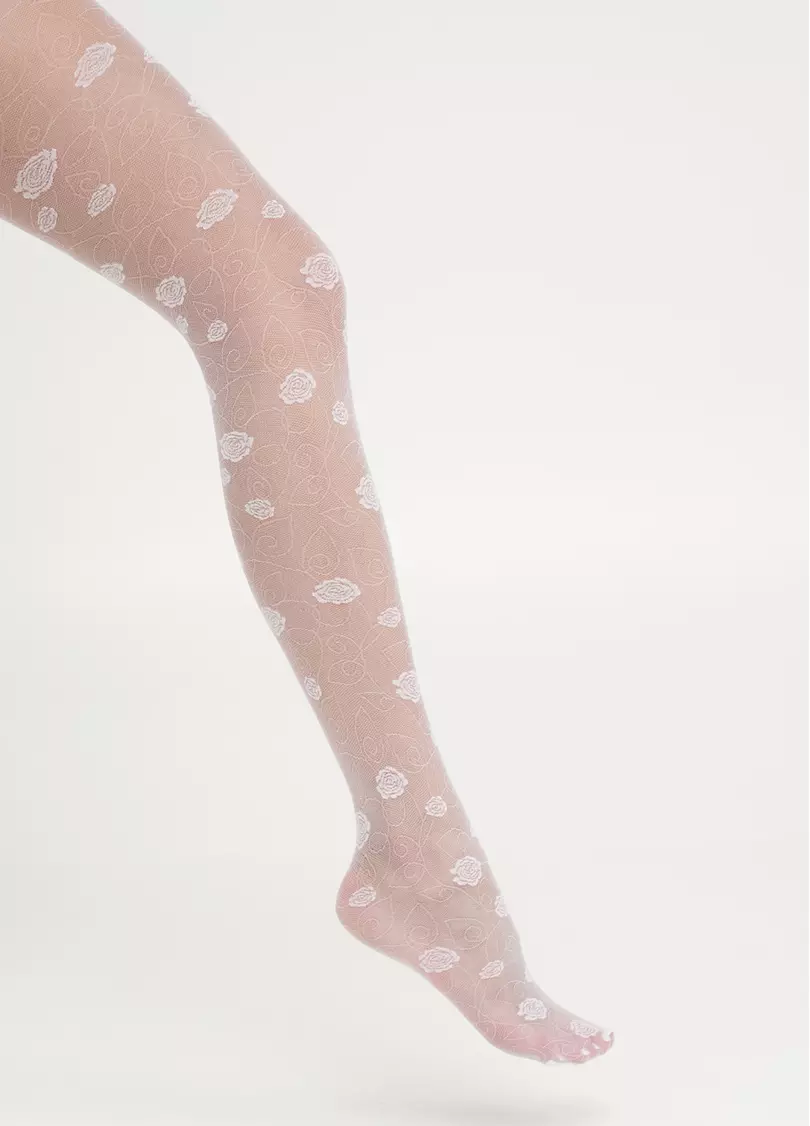 Детские колготки прозрачные в розы ELIZA 20 (7) bianco (белый)