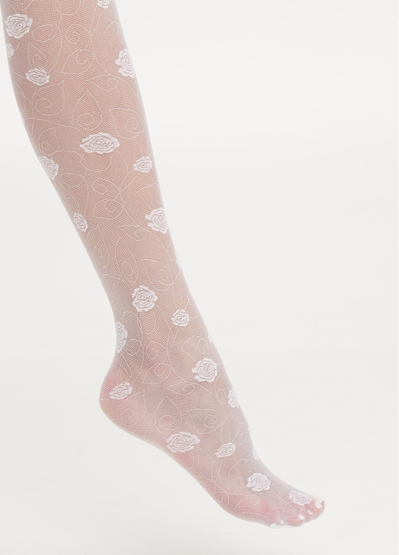 Детские колготки прозрачные в розы ELIZA 20 (7) bianco (белый)