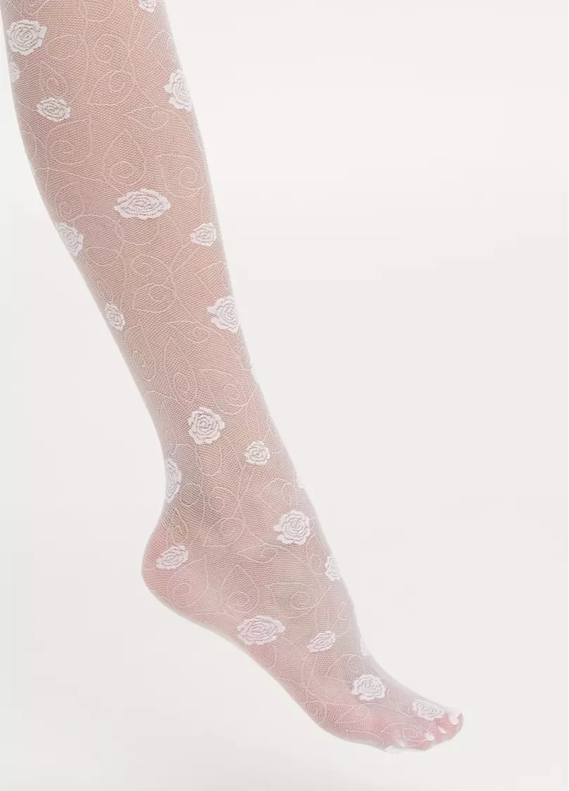 Детские колготки прозрачные в розы ELIZA 20 (7) bianco (белый)