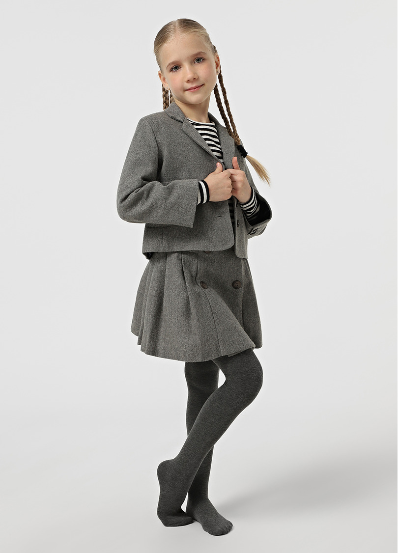 Однотонные детские колготки из хлопка ENJOY COTTON dark grey melange (серый меланж)