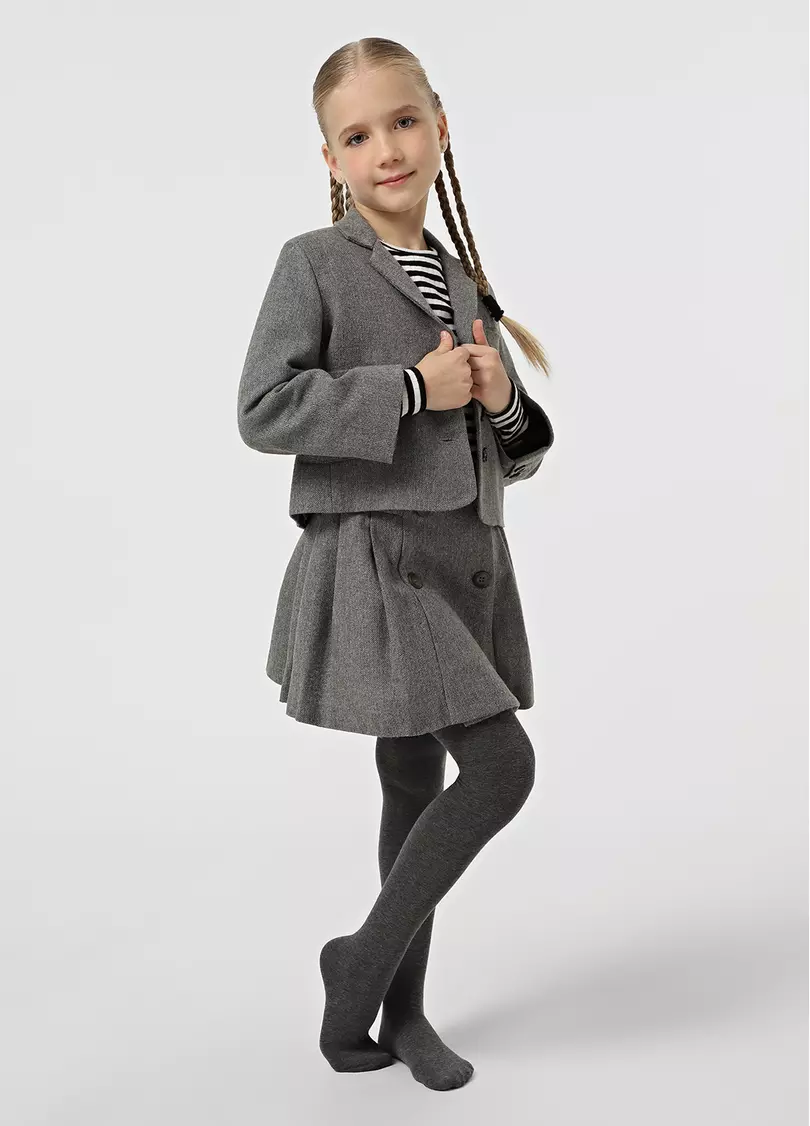 Однотонные детские колготки из хлопка ENJOY COTTON dark grey melange (серый меланж)