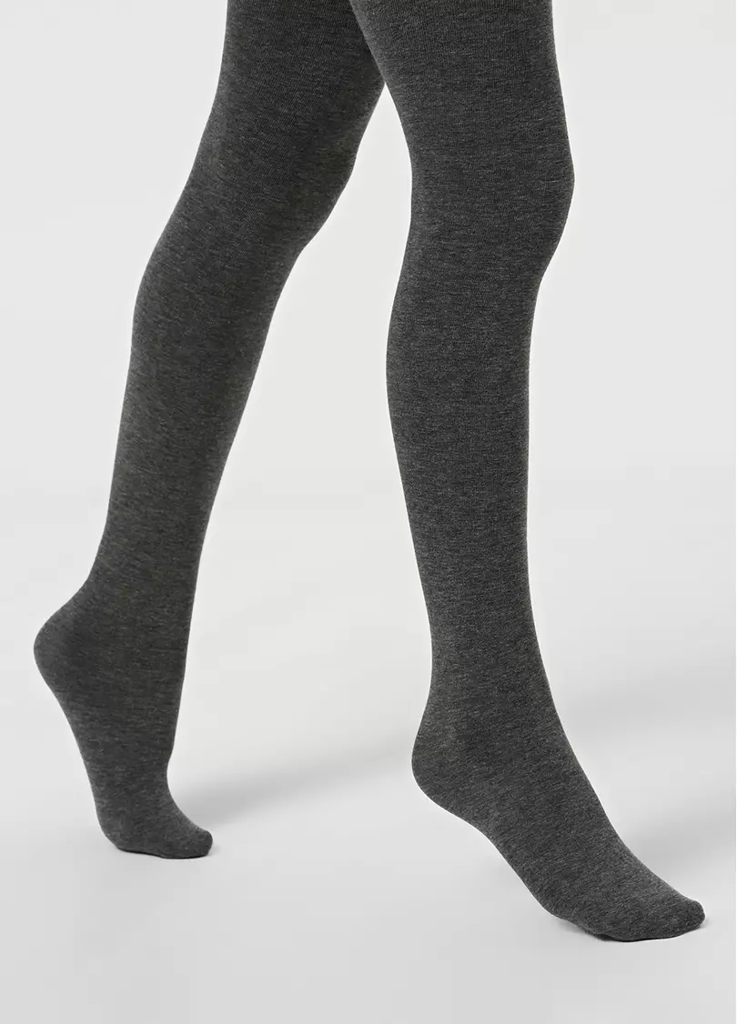 Однотонные детские колготки из хлопка ENJOY COTTON dark grey melange (серый меланж)