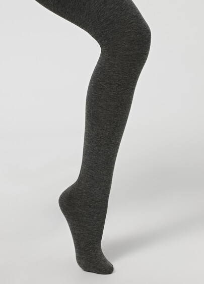 Однотонные детские колготки из хлопка ENJOY COTTON dark grey melange (серый меланж)
