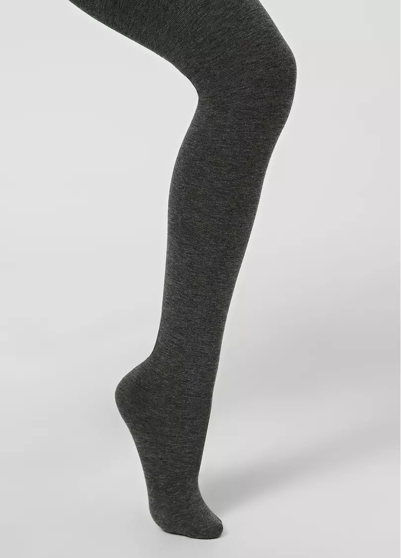 Однотонные детские колготки из хлопка ENJOY COTTON dark grey melange (серый меланж)