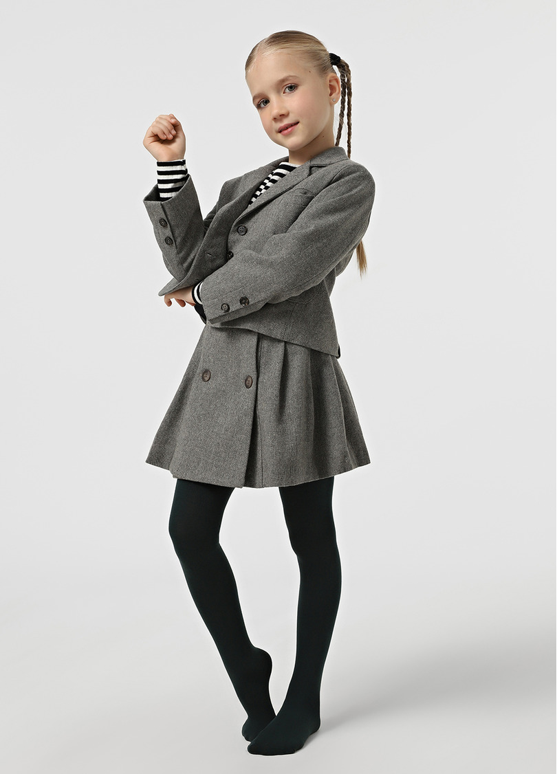 Однотонные детские колготки из хлопка ENJOY COTTON deep green (зеленый)