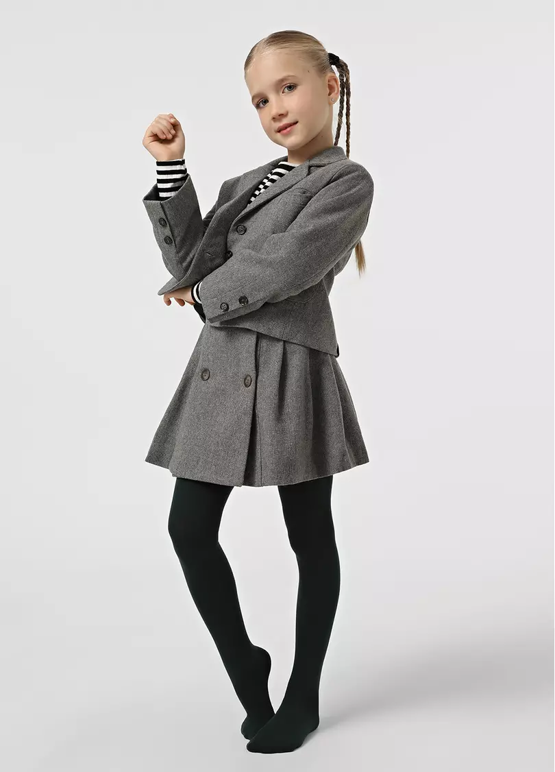 Однотонные детские колготки из хлопка ENJOY COTTON deep green (зеленый)