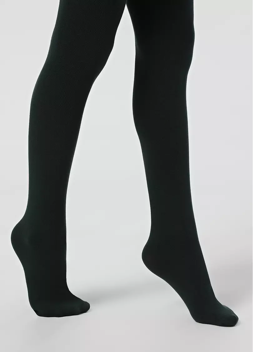 Однотонные детские колготки из хлопка ENJOY COTTON deep green (зеленый)