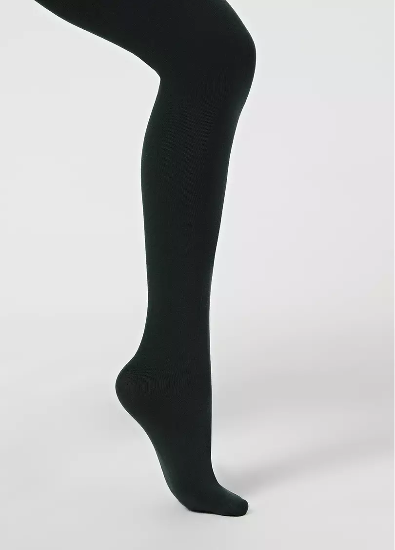 Однотонные детские колготки из хлопка ENJOY COTTON deep green (зеленый)