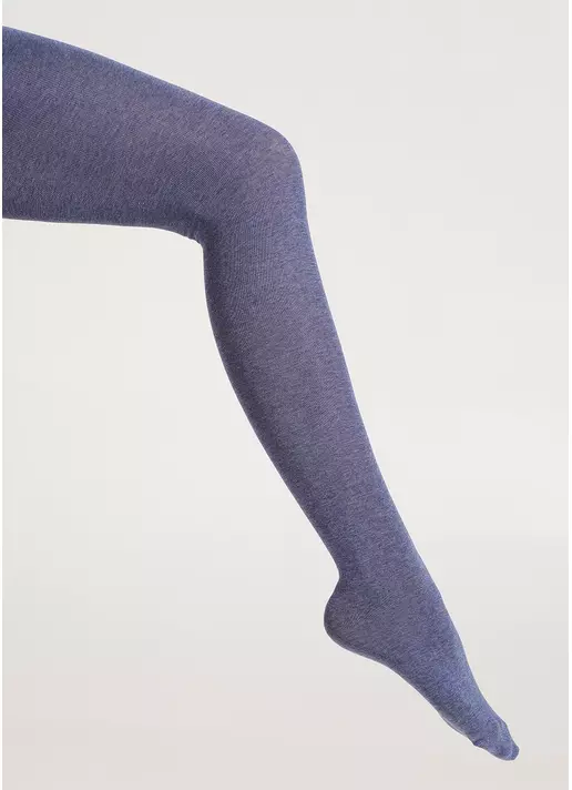 Однотонные детские колготки из хлопка ENJOY COTTON denim melange (синий)