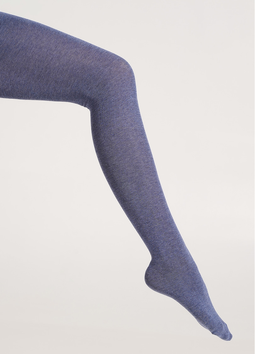 Однотонные детские колготки из хлопка ENJOY COTTON denim melange (синий)