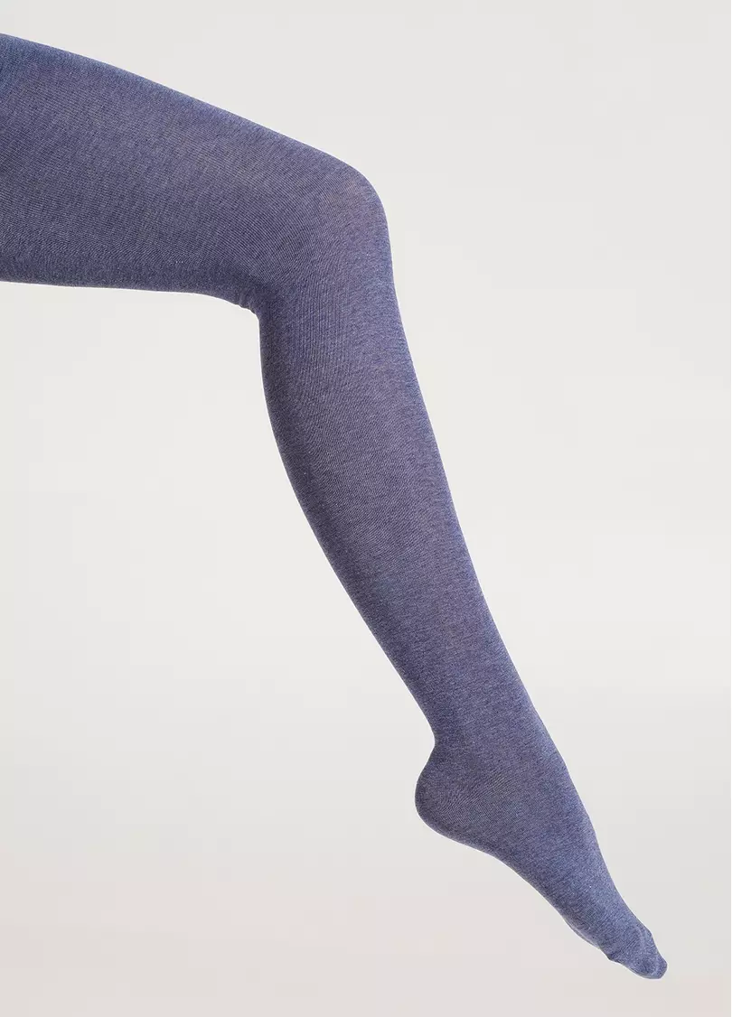 Однотонні дитячі колготки з бавовни ENJOY COTTON denim melange (синій)