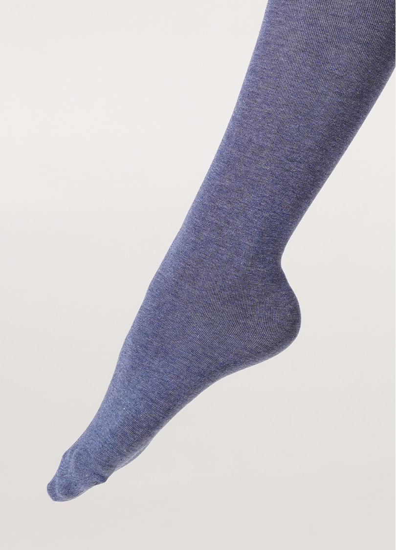 Однотонные детские колготки из хлопка ENJOY COTTON denim melange (синий)