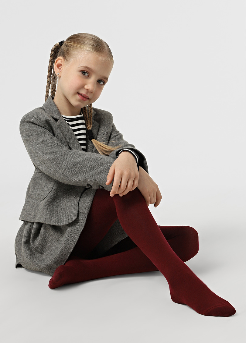 Однотонні дитячі колготки з бавовни ENJOY COTTON marsala (бордовий)