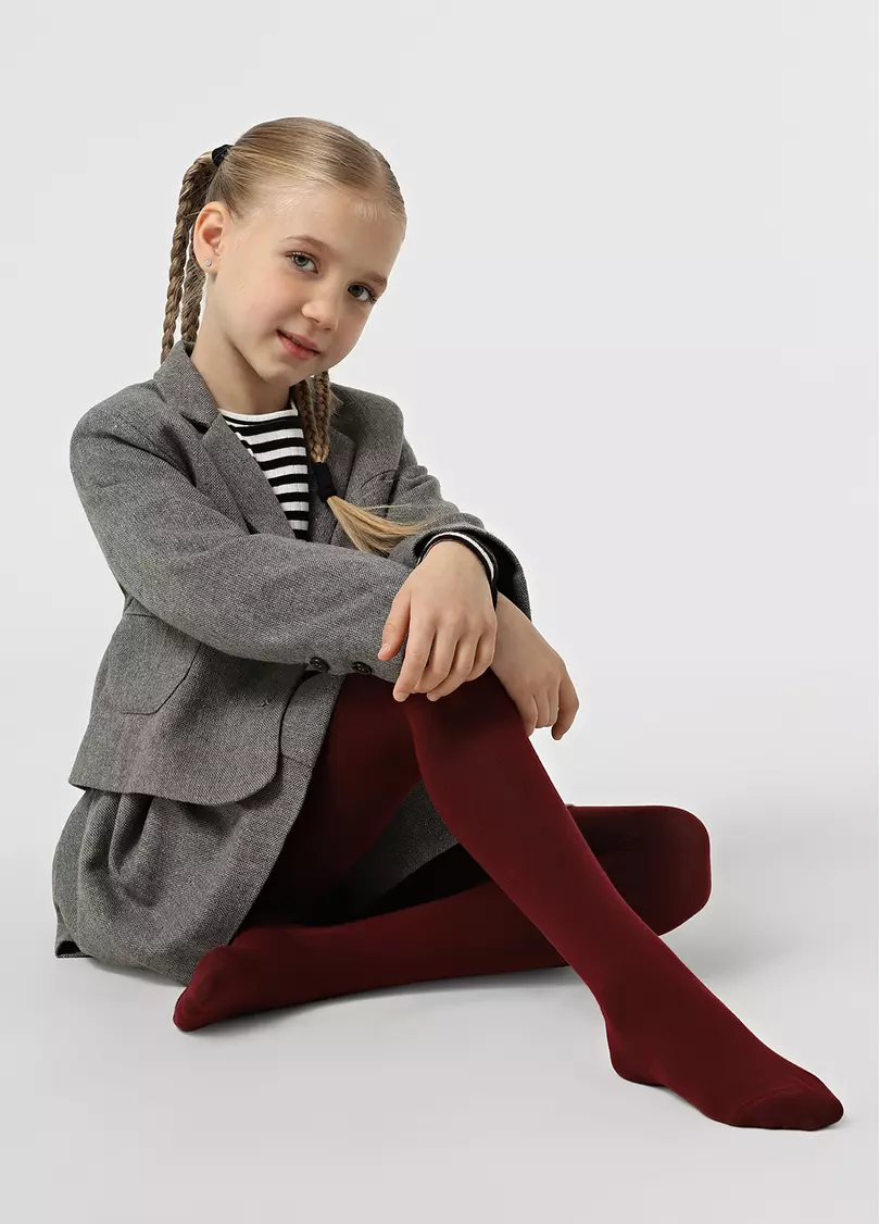 Однотонні дитячі колготки з бавовни ENJOY COTTON marsala (бордовий)