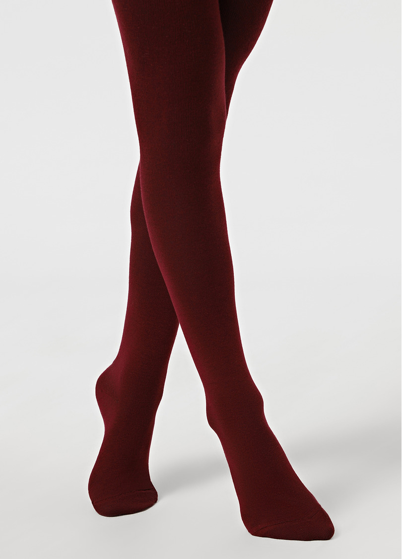 Однотонні дитячі колготки з бавовни ENJOY COTTON marsala (бордовий)