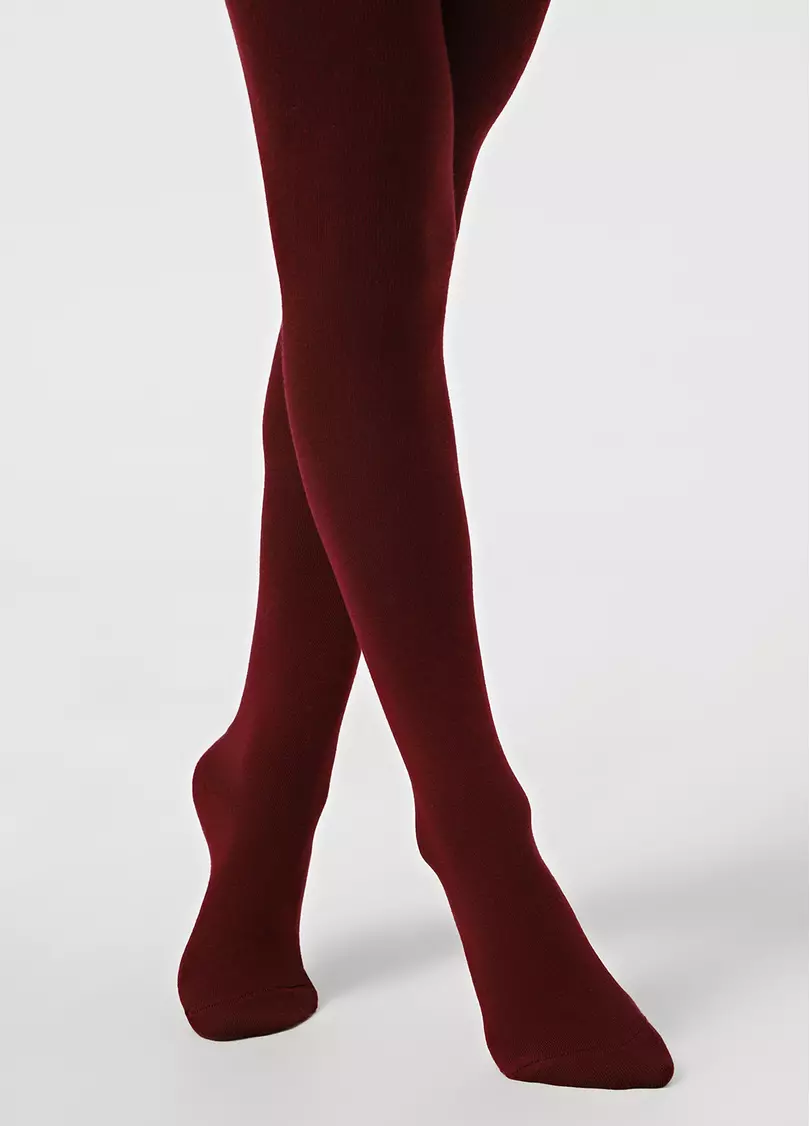 Однотонні дитячі колготки з бавовни ENJOY COTTON marsala (бордовий)