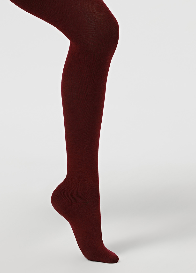 Однотонні дитячі колготки з бавовни ENJOY COTTON marsala (бордовий)