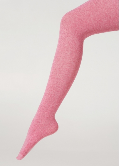 Однотонные детские колготки из хлопка ENJOY COTTON rose melange (розовый)