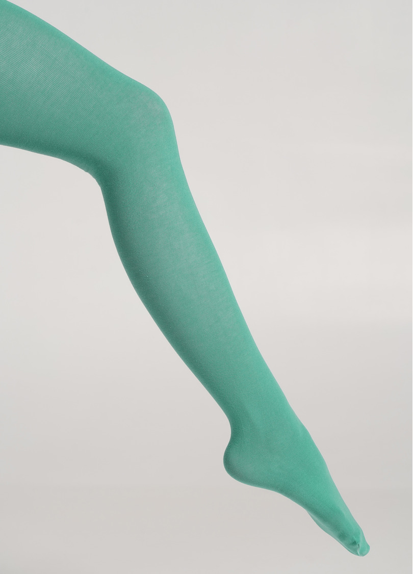 Однотонные детские колготки из хлопка ENJOY COTTON technological green (зеленый)