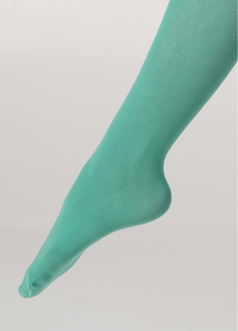 Однотонные детские колготки из хлопка ENJOY COTTON technological green (зеленый)