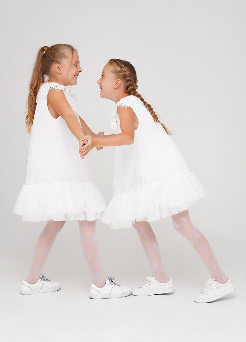 Капронові колготки для дівчаток з малюнком ERIN 20 (2) bianco/blue (білий)