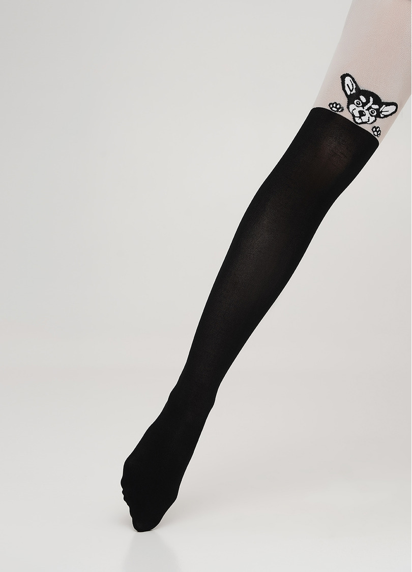 Дитячі колготки з імітацією ботфортів та з малюнком JANIS 80 panna (білий)