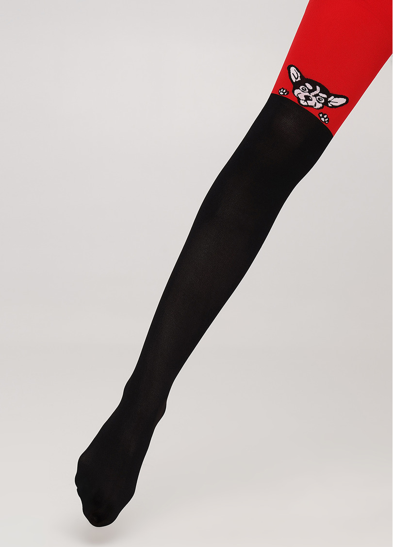 Дитячі колготки з імітацією ботфортів та з малюнком JANIS 80 scarlet (червоний)