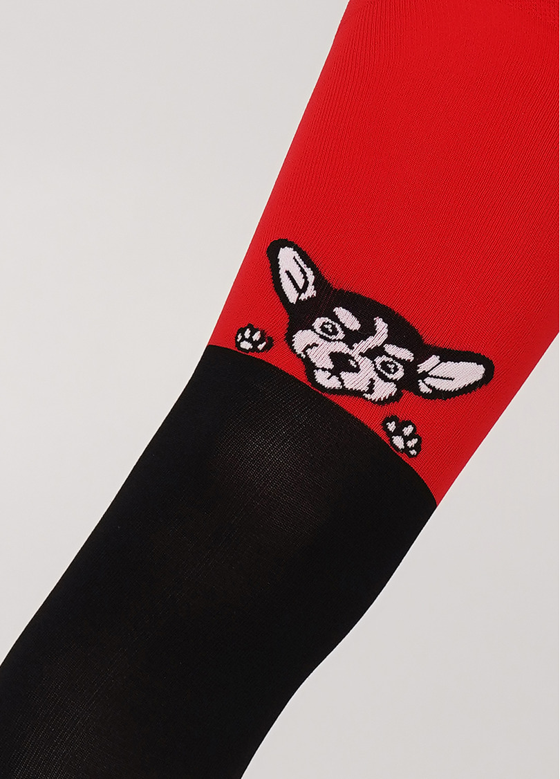 Дитячі колготки з імітацією ботфортів та з малюнком JANIS 80 scarlet (червоний)