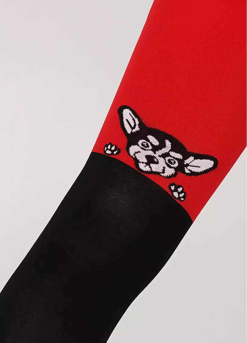 Дитячі колготки з імітацією ботфортів та з малюнком JANIS 80 scarlet (червоний)