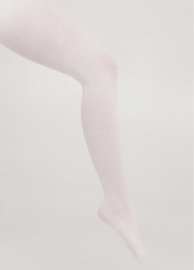 Детские колготки с объемным узором JILL 60 bianco (белый)