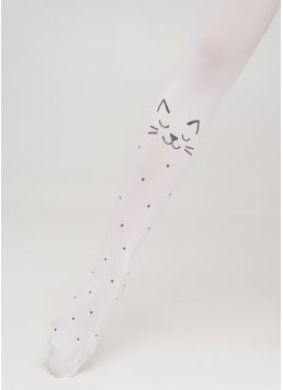 Детские колготки с кошками на коленях KATIE 80 (2) bianco (белый)