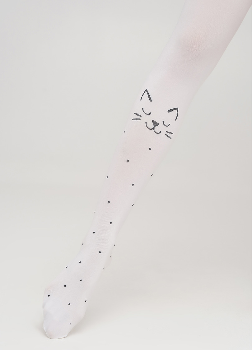 Дитячі колготки з кішками на колінах KATIE 80 (2) bianco (білий)
