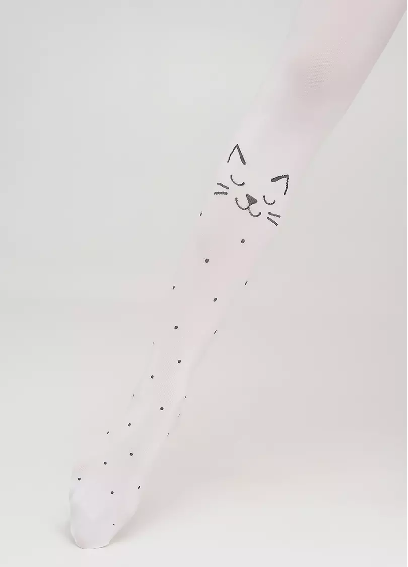 Детские колготки с кошками на коленях KATIE 80 (2) bianco (белый)