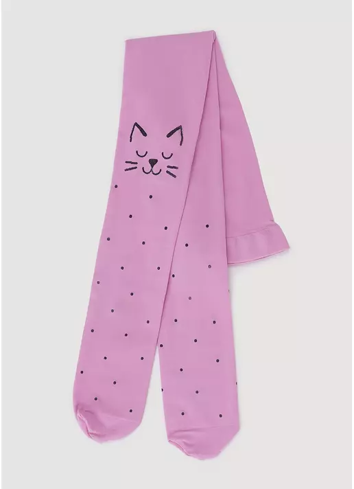 Детские колготки с кошками на коленях KATIE 80 (2) sweet lilac (лиловый)
