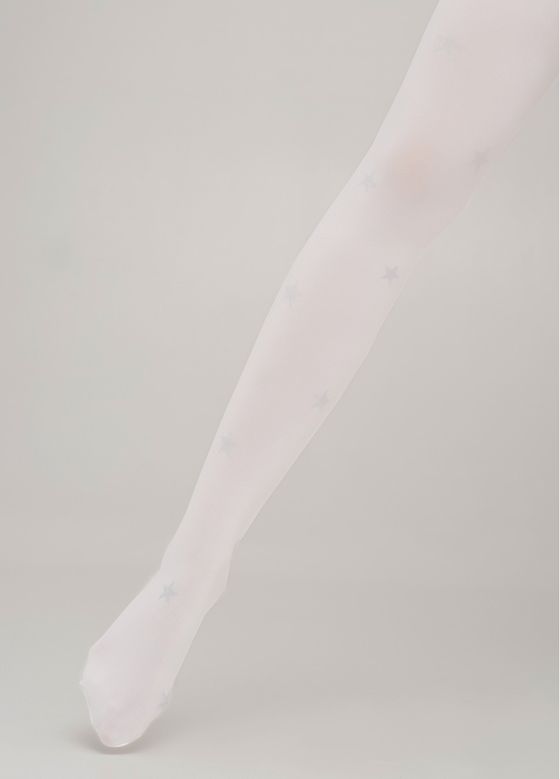 Дитячі колготки в зірки з люрексом KRISTAL 70 bianco (білий)