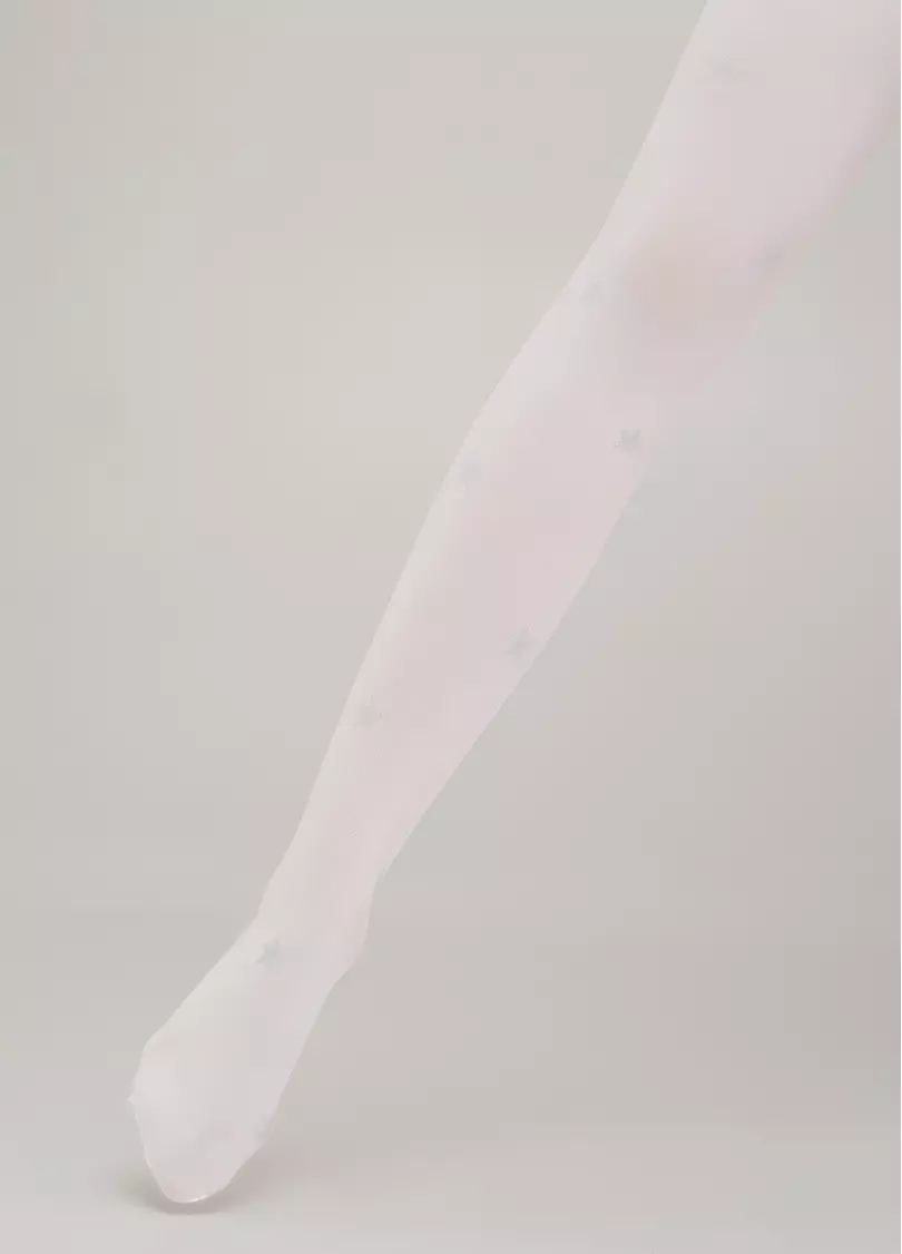 Дитячі колготки в зірки з люрексом KRISTAL 70 bianco (білий)