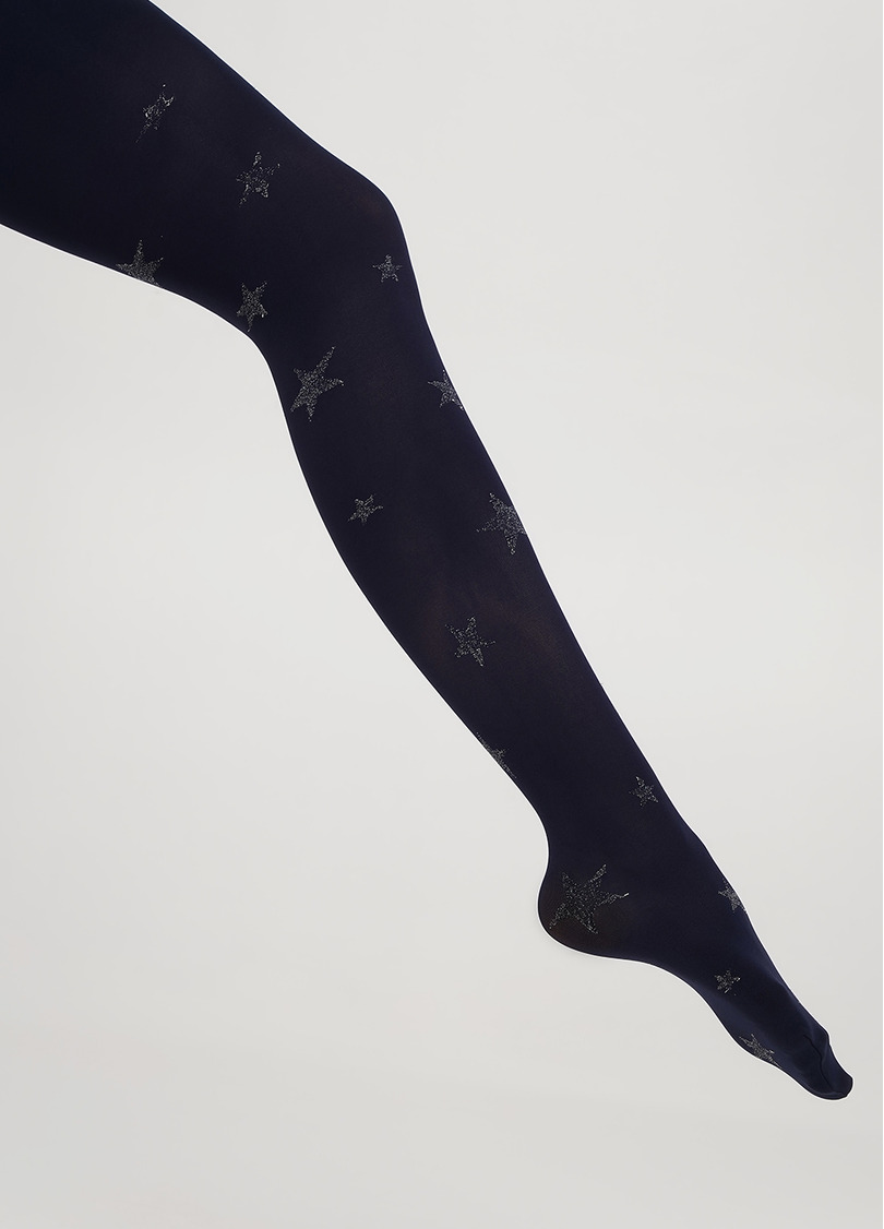 Дитячі колготки в зірки з люрексом KRISTAL 70 deep navy (синій)
